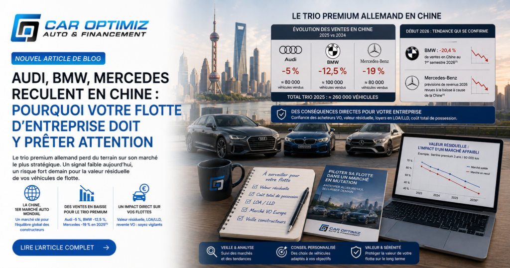 Audi, BMW, Mercedes reculent en Chine : pourquoi votre flotte d’entreprise doit y prêter attention