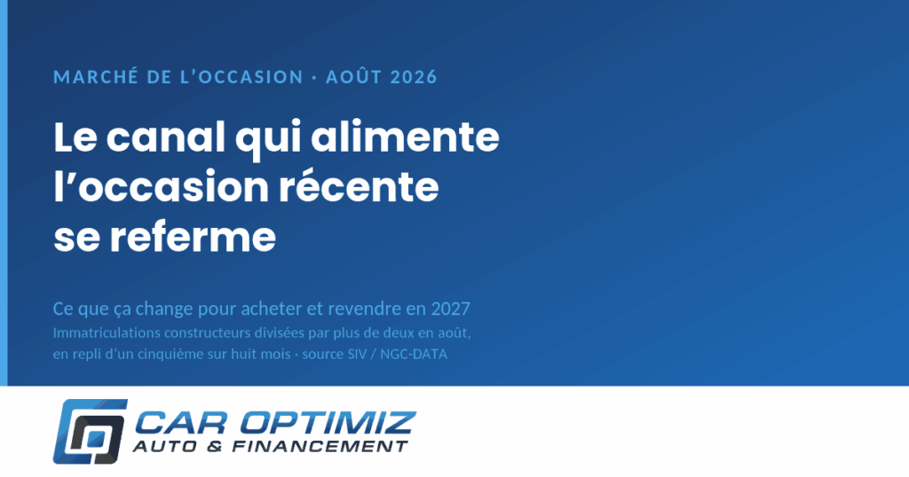 Voiture d’occasion récente en 2027 : le canal des immatriculations constructeurs se referme — Car Optimiz, courtier automobile à Dardilly