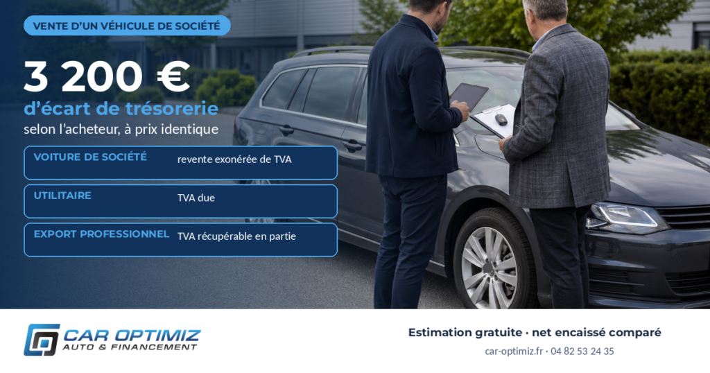 Vendre un véhicule de société : 3 200 € d’écart de trésorerie selon l’acheteur, TVA et démarches