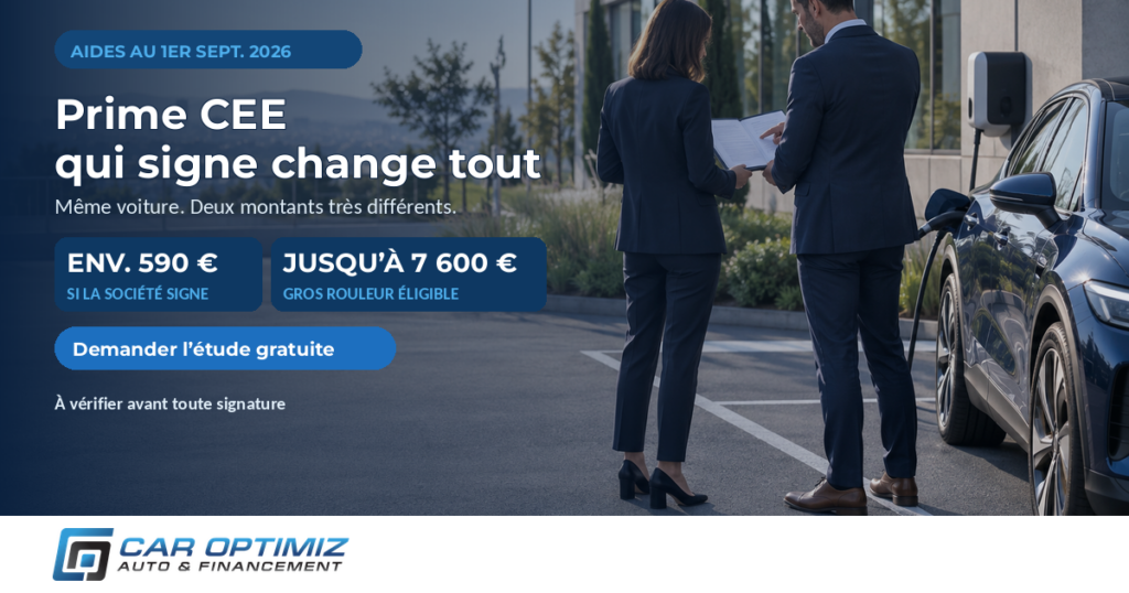 Prime CEE voiture électrique entreprise : la grille au 1ᵉʳ septembre 2026 — Car Optimiz